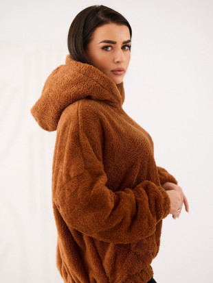 Béžová mikina s kapucí a kapsou