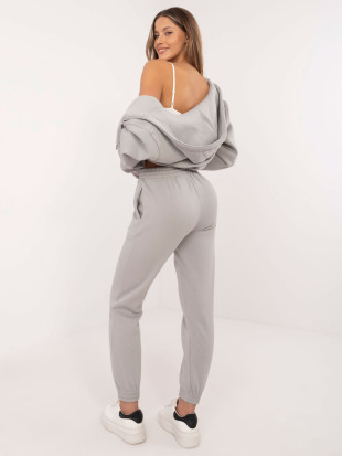 Světle šedé teplákové joggery s vysokým pasem