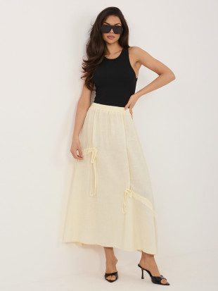 Žlutá midi sukně s vázáním