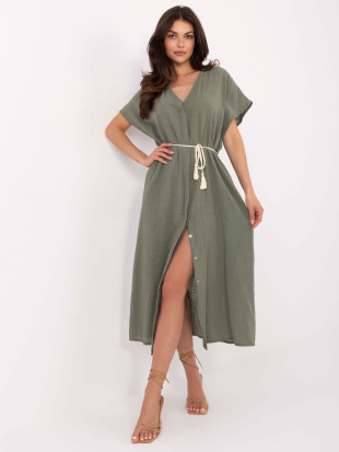 Oversize midi šaty v khaki barvě
