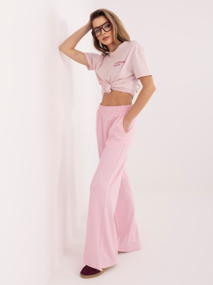 Široké růžové teplákové kalhoty