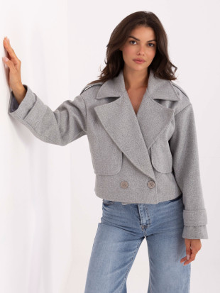 Elegantní přechodný kabát v šedé barvě