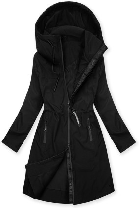 Černá jarní parka s dvoucestným zipem