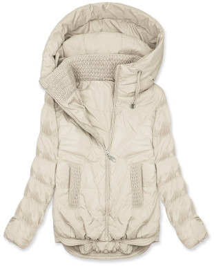 Přechodná bunda s kapucí krémová