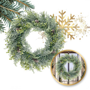Vánoční věnec na dveře, naturální zelená, 38 cm
