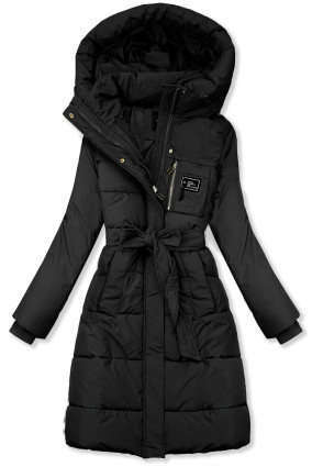 Černá zimní bunda s páskem