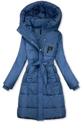 Modrá zimní bunda s páskem