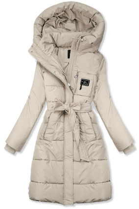 Ecru zimní bunda s páskem