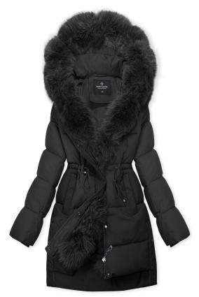 Zimní bunda s odepínací umělou kožešinou černá