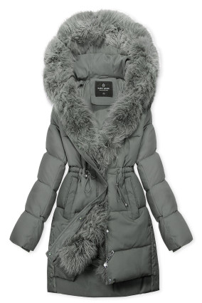 Zimní bunda s odepínací umělou kožešinou šedá